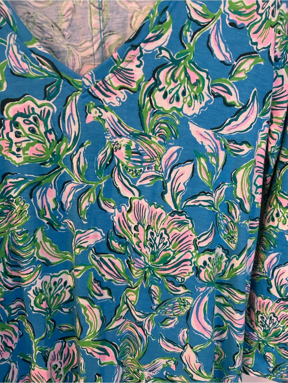 Lilly Pulitzer Tessa Three Quarter Sleeve V Neck Dress Small Cumulus Blue Chick - Picture 5 of 14